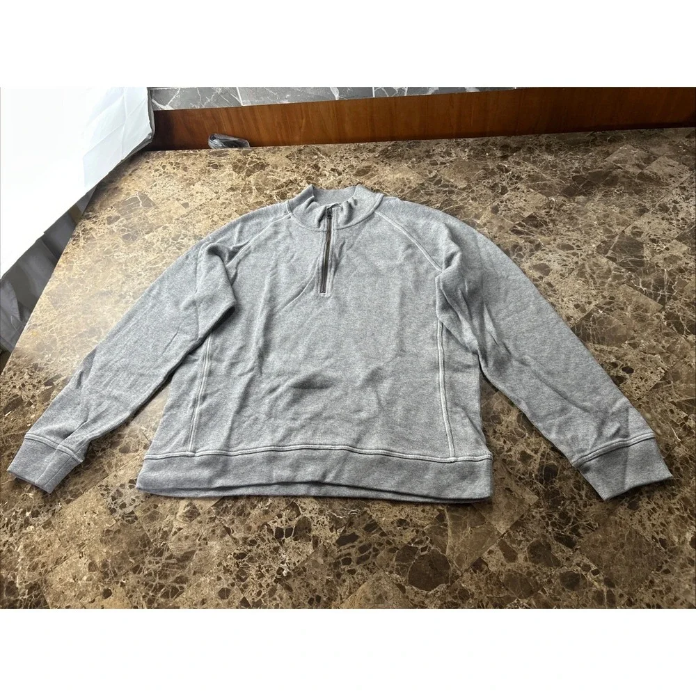 LL Bean Vintage Men’s Sweater M Reg Grey 1/4 Zip Pullover Traditional Fit 301192